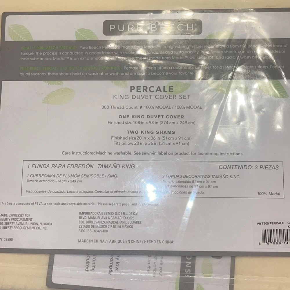 Pure Beech king duvet cover 3 piece set 100% modal - cream color Eco friendly